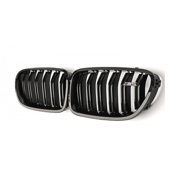 BMW F10 PARLAK SİYAH ÇİFT ŞERİT M5 PANJUR SETİ 2011-2016