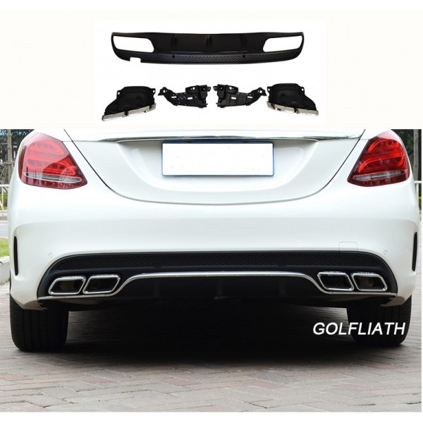 MERCEDES C SERİSİ W205 COUPE C63 UYUMLU AMG DİFÜZÖR+EGZOZ UÇLARI