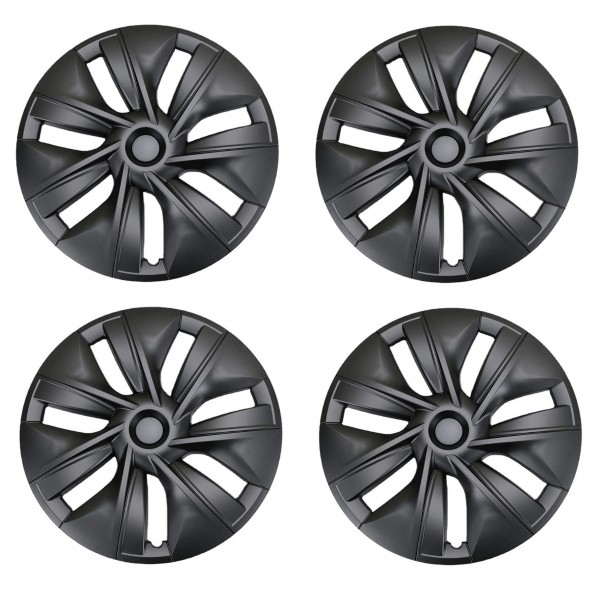 TESLA MODEL Y UYUMLU JANT KAPAĞI 19'' OEM TİP MAT SİYAH BEYAZ T GÖBEK (4 ADET )