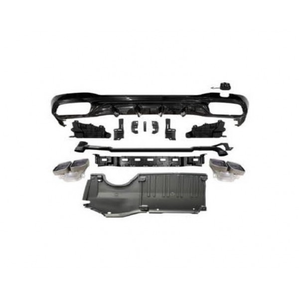 MERCEDES C SERİSİ W206 UYUMLU C63 AMG DİFÜZÖR + SİYAH EGZOZ UCU SETİ 2021+